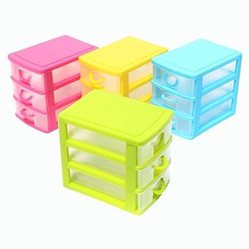 3 Drawer Plastic Storage Box Case Desktop Drawer Amazon In