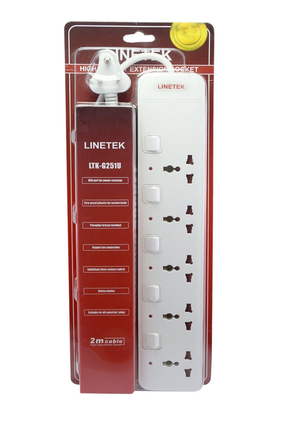 Extension Cord, 2USB port Power Extension Board socket Surge Protector