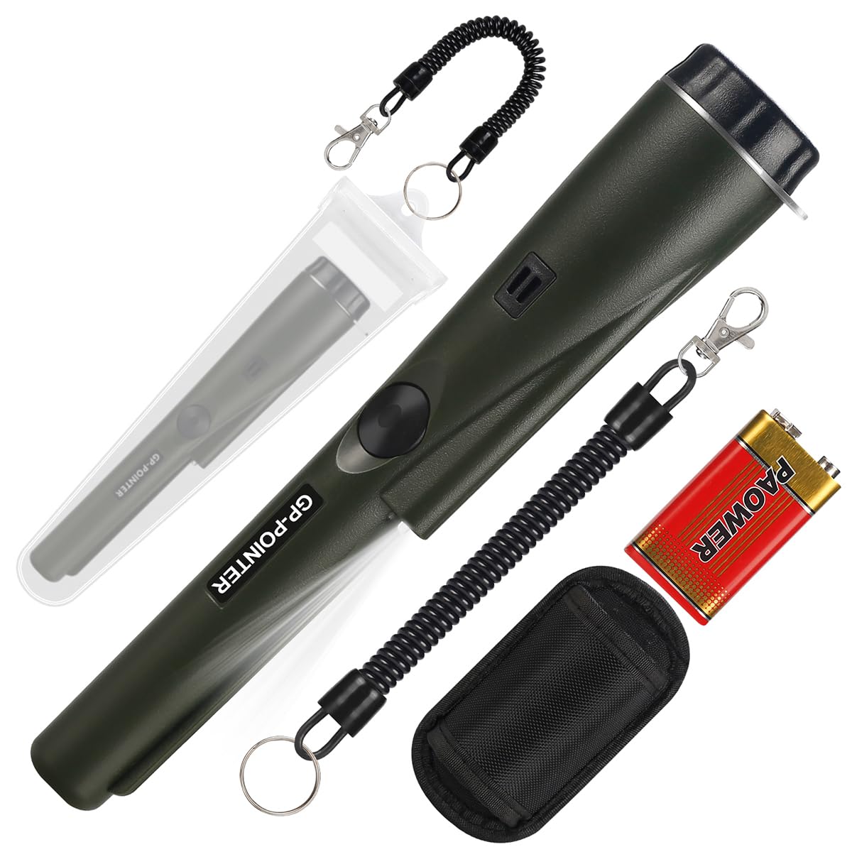 Metal Detector Pinpointer for metal detecting,Treasure Hunting, 360°Search Gold Treasure Pinpointing Finder Probe with Belt,Holster, LED,Waterproof Tool Accessories for Adults,Kids (Green)
