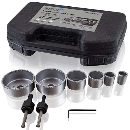 BITUXX® 9 teiliges Lochbohrer Fliesenbohrer Fliesenlochbohrer Dosenbohrer Bohrkrone Bohrer Set 22-73mm
