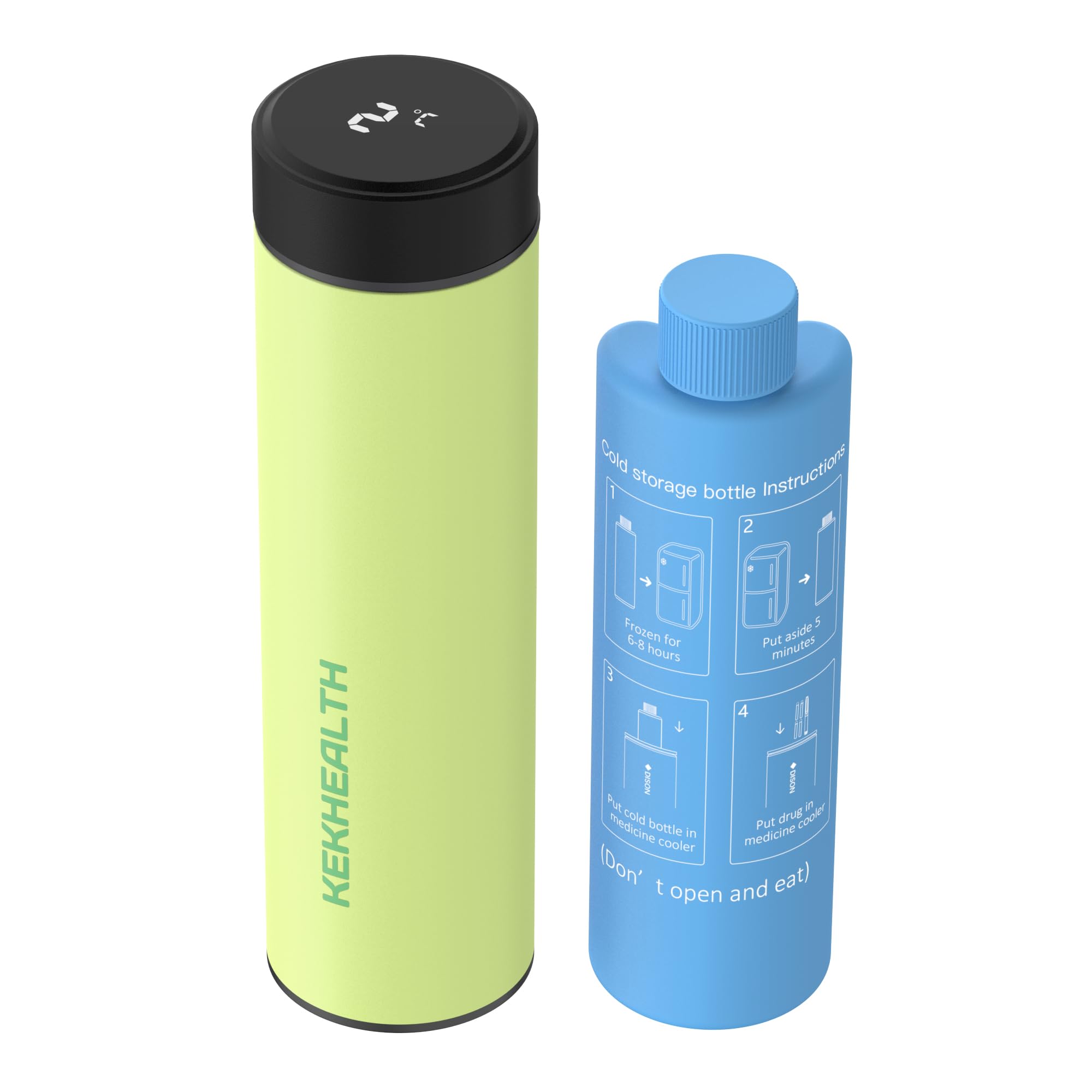 KEKHEALTH Smart 60H 3 Insulin Pens Cooler Travel Case Temp Display with QR Medical Travel Tag Medicine Cooler for Travel TSA Approved EpiPen Carry Case (Light Green)