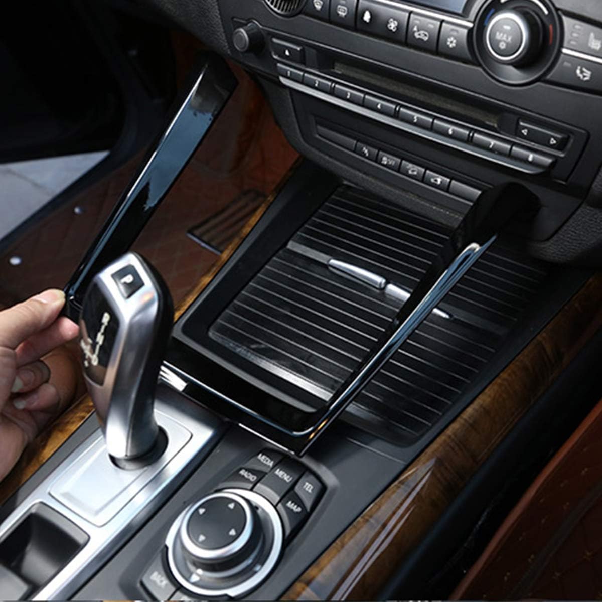 Black Interior Center Console Cup Holder Trim For BMW X5 E70 X6 E71