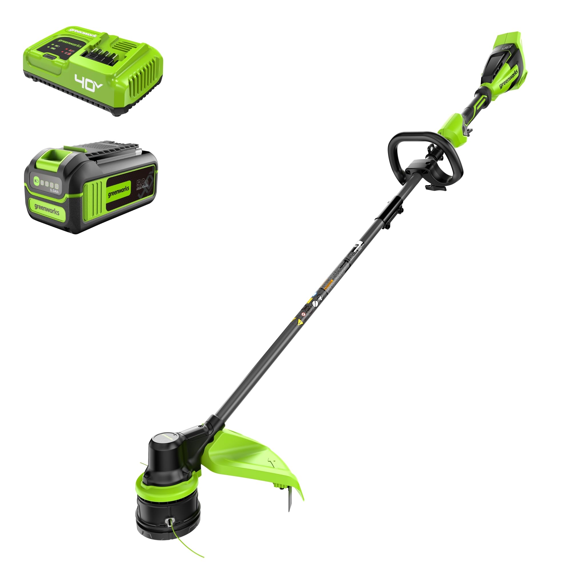 Greenworks 40V 17″ Brushless Cordless String Trimmer/Weed Wacker, 5.0Ah Battery and Charger Included