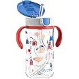 Evorie Tritan Spill Proof Toddler Straw Sippy Cup, 10 oz for Baby and Toddlers 1-3 Years Old, No Spill Straw Water Bottle with Removable Handles, Ideal for School, BPA-Free, Happy Valley