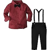 A&J DESIGN Toddler Boy Suit Formal Outfit Baby Dress Clothes Kids Set 12 Months-6 Years, Shirt & Pants & Bow Tie & Suspender