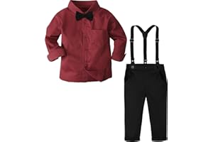 A&J DESIGN Toddler Boy Suit Formal Outfit Baby Dress Clothes Kids Set 12 Months-6 Years, Shirt & Pants & Bow Tie & Suspender