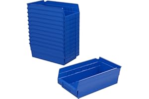 Akro-Mils 30130 Plastic Shelf Bins, Heavy Duty Storage Bins for Garage, Closet, and Drawer Organization, 12" x 6-1/2" x 4", B