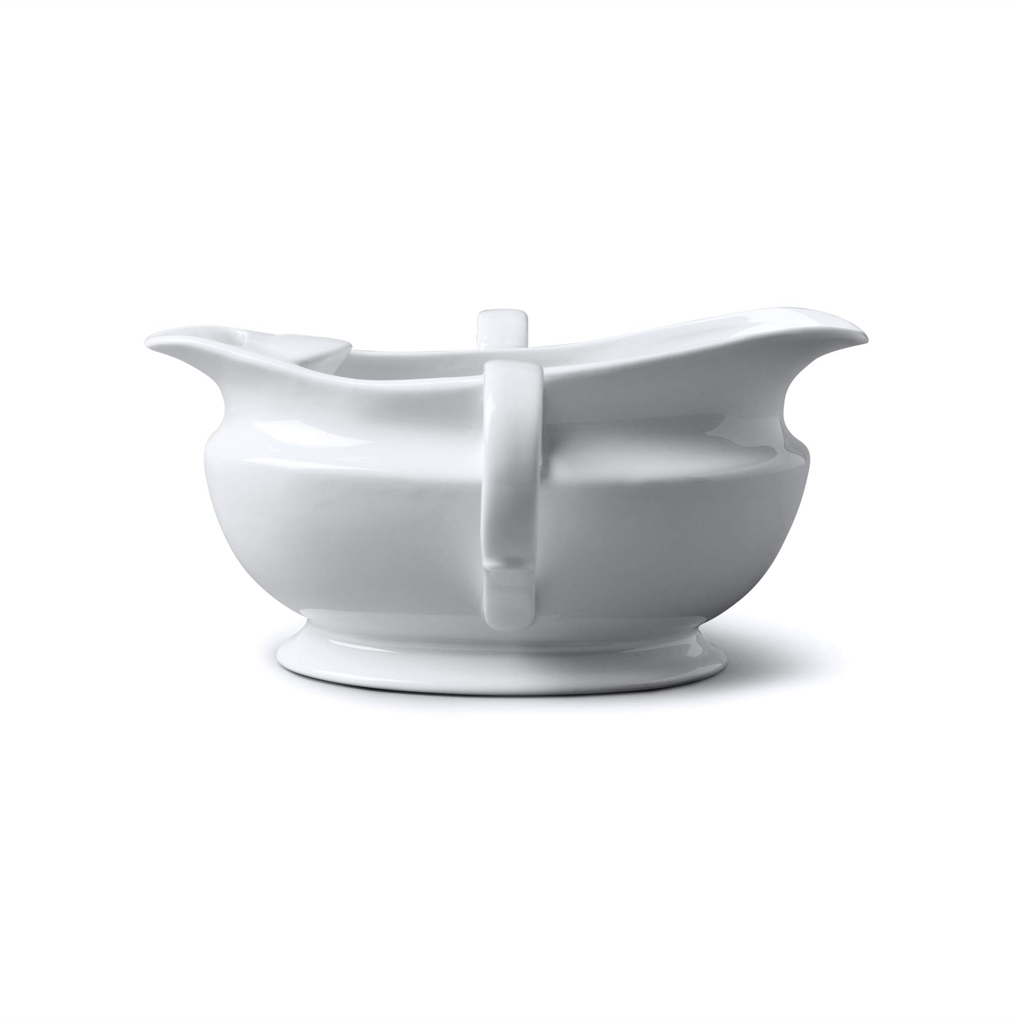 Traditional Porcelain Gravy Boat Fat Separator with Two Handles, Wm Bartleet & Sons, White (500ml)