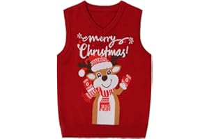 Ochine Toddler Boys Girls Christmas Sweater Vest Baby Sleeveless V Neck Knitted Warm Pullover Xmas Holiday Outfit 12M-5T