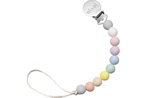Ali+Oli Silicone Pacifier Clip for Baby (Thin Pastel) 100% Food-Grade BPA Free Newborn Pacifier Holder Infant Binky Clip for Baby Boy or Girl