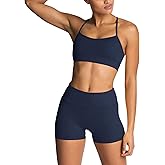 IWEMEK Women's Workout Sets 2 Piece Yoga Outfits High Waisted Biker Shorts and Cross Back Sports Bra Gym Set