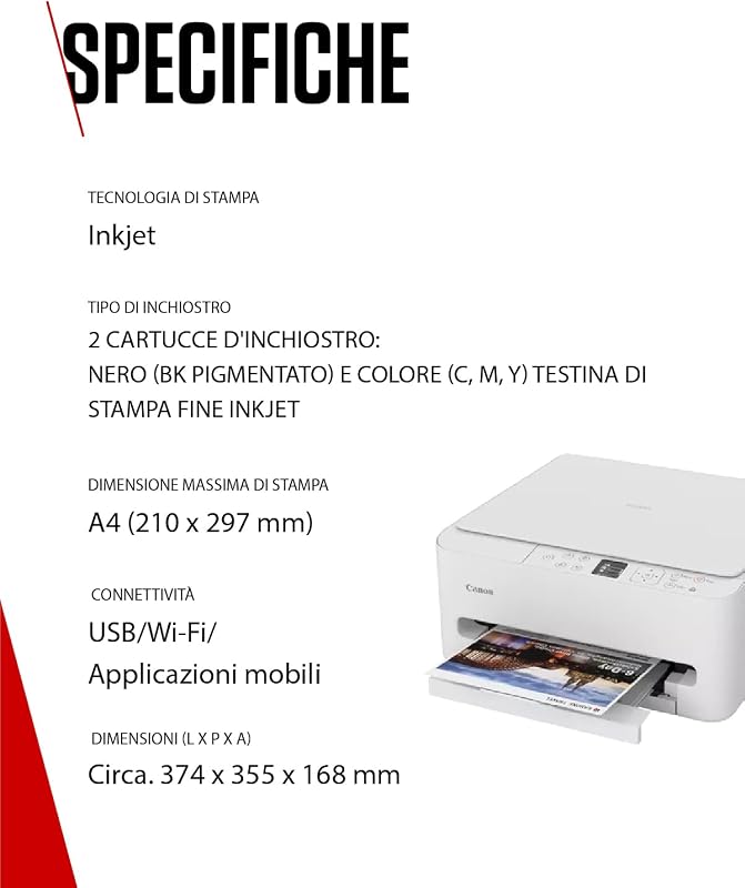 PIXMA TS6550I - Stampante Multifunzione con Connettività Wi-Fi e Display OLED da 1,42 PIXMA Print Plan - Include Carta Fotografica A4 SG-201, 5 Fogli
