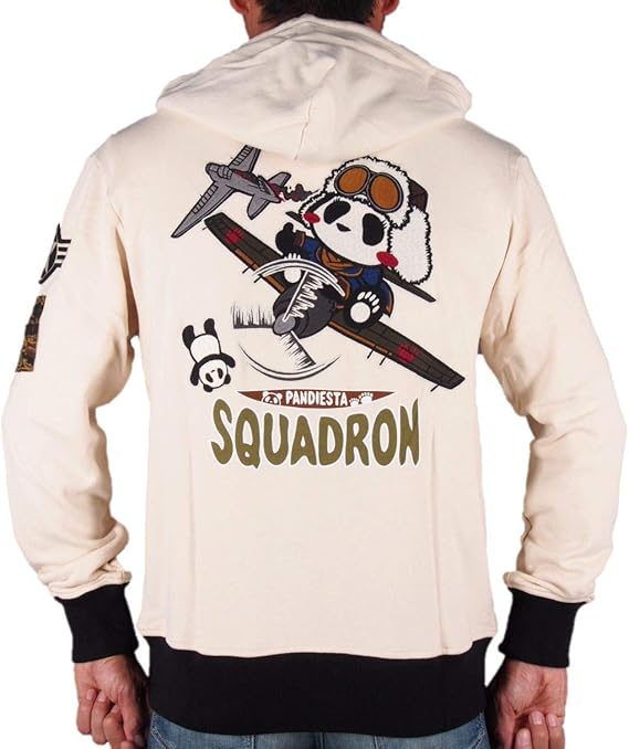 Amazon Pandiesta Japan パンディエスタジャパン フルジップパーカー Zero Fighter Girl 零戦 パンダ 刺繍 裏毛スウェット オフホワイト 白 アメカジ ミリタリー バイカー 和柄 21年秋冬 トレーナー パーカー 通販