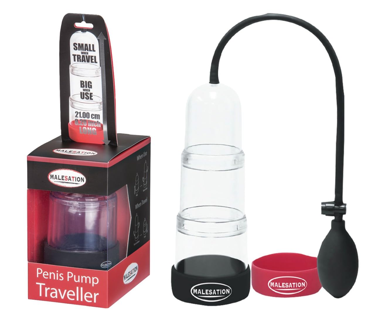 MALESATION Traveller Penis Pump Transparent 21 cm