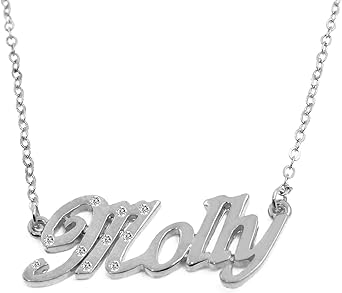 Amazon.com: Molly Name Necklace 18K White Gold Plated Personalized Dainty Necklace - Jewelry 