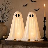 Halloween Decorations -2 Packs Spooky Light Up Ghosts with Lights | Scary Ghost for Halloween Decor Indoor Party Home Table Room Kitchen and Fireplace Decor