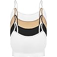 4 Pack Women's Seamless Wireless Half Cami Unpadded Bra Tops for Layering with Spaghetti Straps