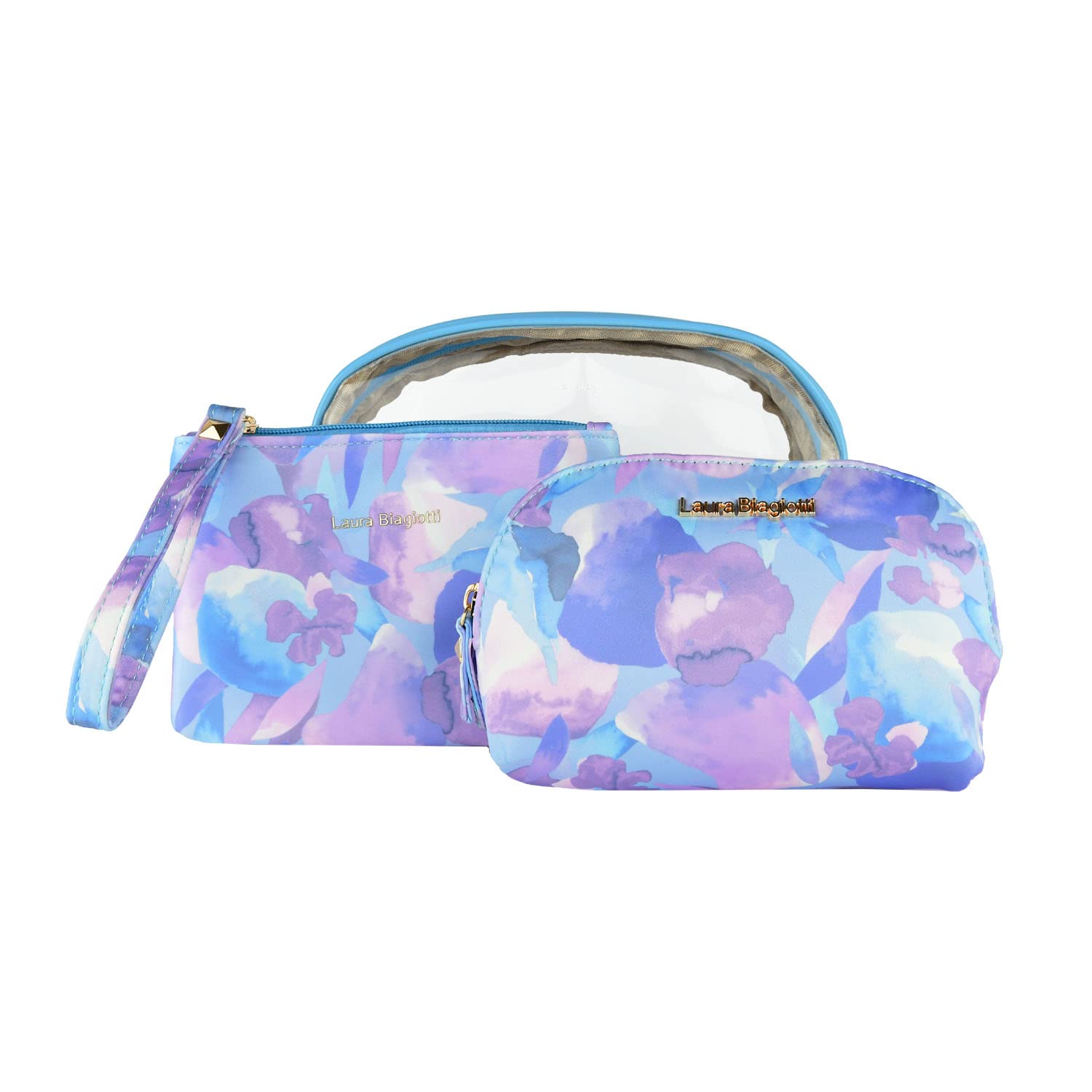 Laura Biagiotti Women's Clutch Bag, Set 3 Piece Waterproof Travel Beauty Case, Make Up Bag and Cosmetic with Box