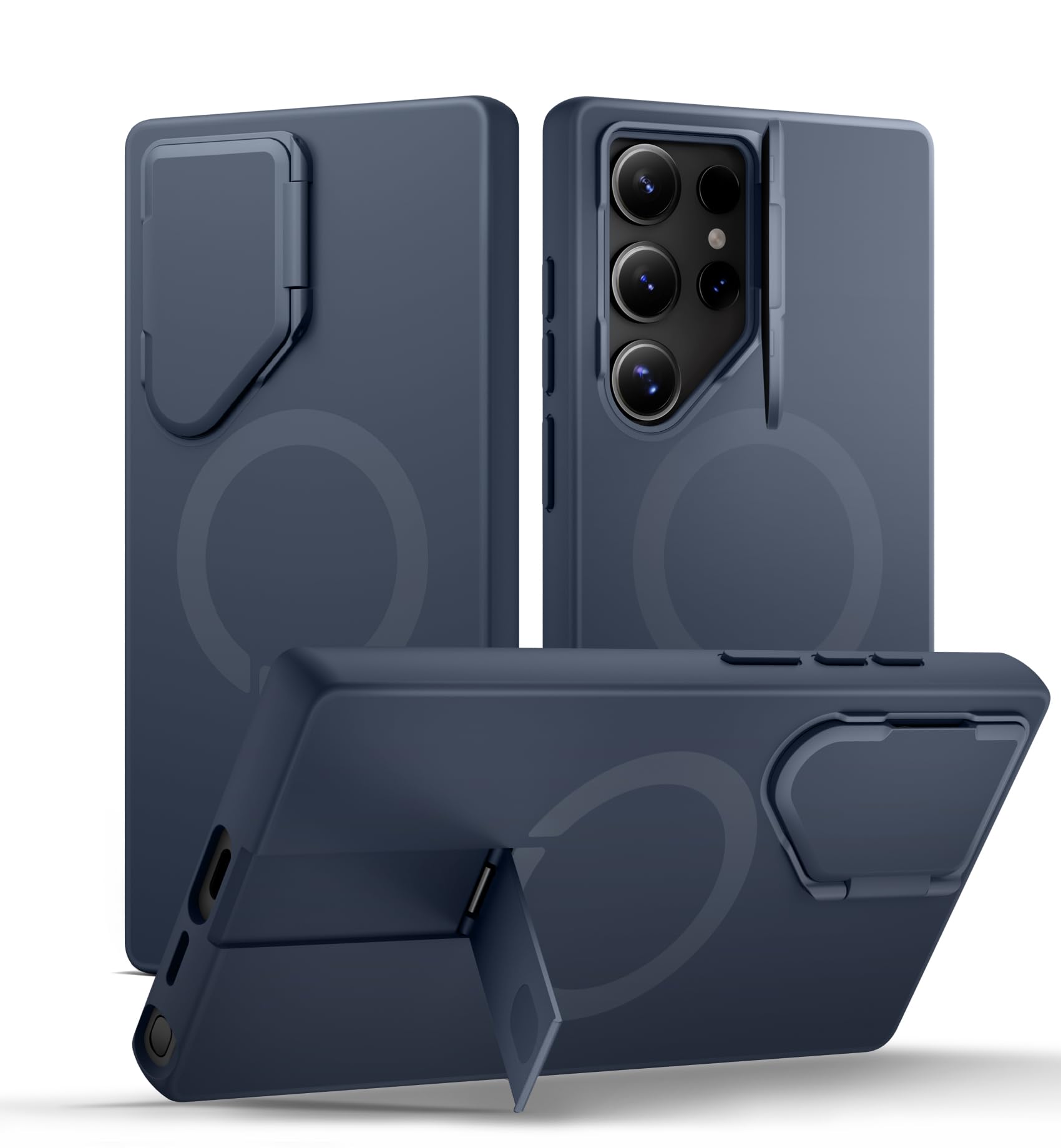 Photo 1 of SURITCH for Samsung Galaxy S24 Ultra Phone Case, Magnetic Protective Cover with Camera Cover & Adjustable Metal Kickstand for Galaxy S24 Ultra (2024)-Dark Blue