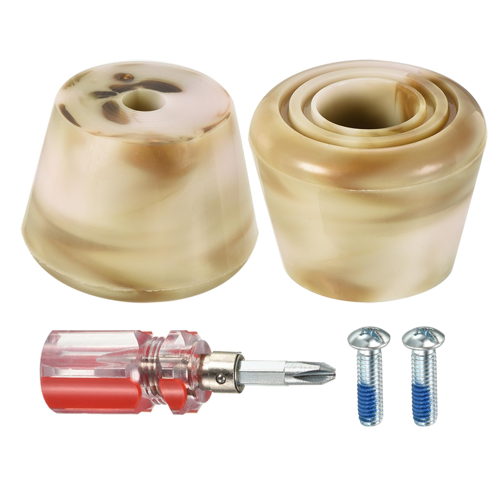 M METERXITY Roller Skate Stopper - Rubber Brake Block Toe Stops, Adjustable with Screwdriver, Apply to Roller Skate (1.46 Inch 1.85 Inch Dia, Mixed Brown White)