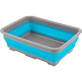Wakeman Collapsible Bucket for Cleaning Supplies, Blue, 7.27L | Foldable Wash Bin Dish Tub - Collapsible Wash Basin or Camping Sink for Beach, Tailgating, Soaking Laundry or Camping Gear
