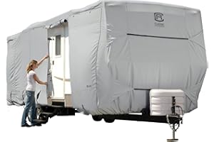 Classic Accessories Over Drive PermaPRO Travel Trailer Cover, Fits 33' - 35' RVs, Camper RV Cover, Customizable Fit, Water-Re