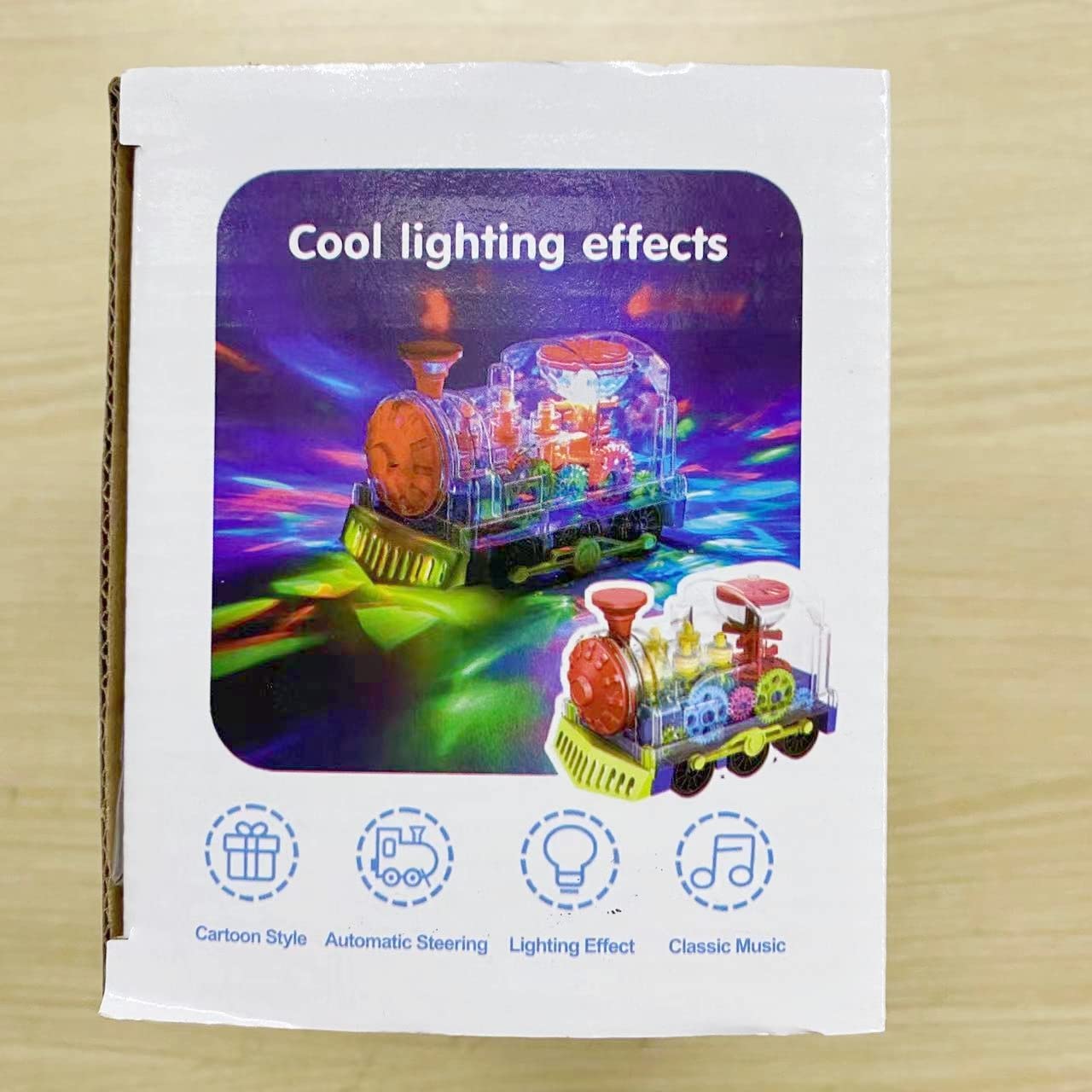 Kizeefun Light Up Train Toy for Toddlers: Transparent Gear Car Toy for Kids with Cool Light and Music Educational Crawling Toys for Baby Boys and Girls