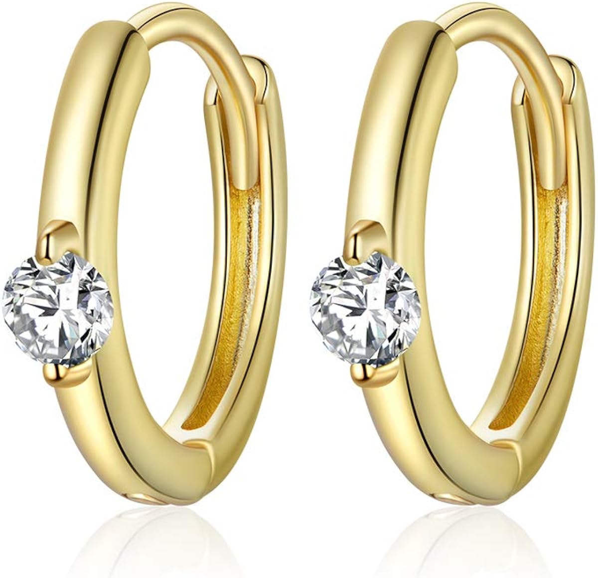 6 Pairs Sterling Silver Cubic Zirconia Stud Earrings Set