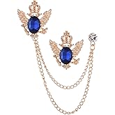 4PCS Gem Brooch Lapel Pin Chain for Men Retro Crystal Tassel Chain Brooch Pin Career Suit Tuxedo of Shirts Tie Hat Scarf Father's Day Gift