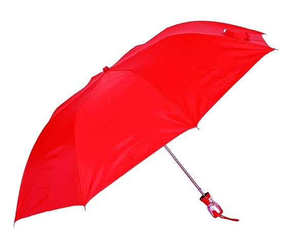 Multicolor Plain Umbrella Classic Folding Automatic Open Uv Protective 2 Fold Umbrella, Black,1 Piece (Red)