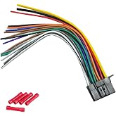 Radio Wiring Harness Connector Compatible with Kenwood 16-Pin Stereos, Aftermarket Power and Speaker Wire Plug for DDX DMX DPX KDC Series, Fits DDX376BT DPX540BT KDCBT360U KMMBT260U KVT815DVD