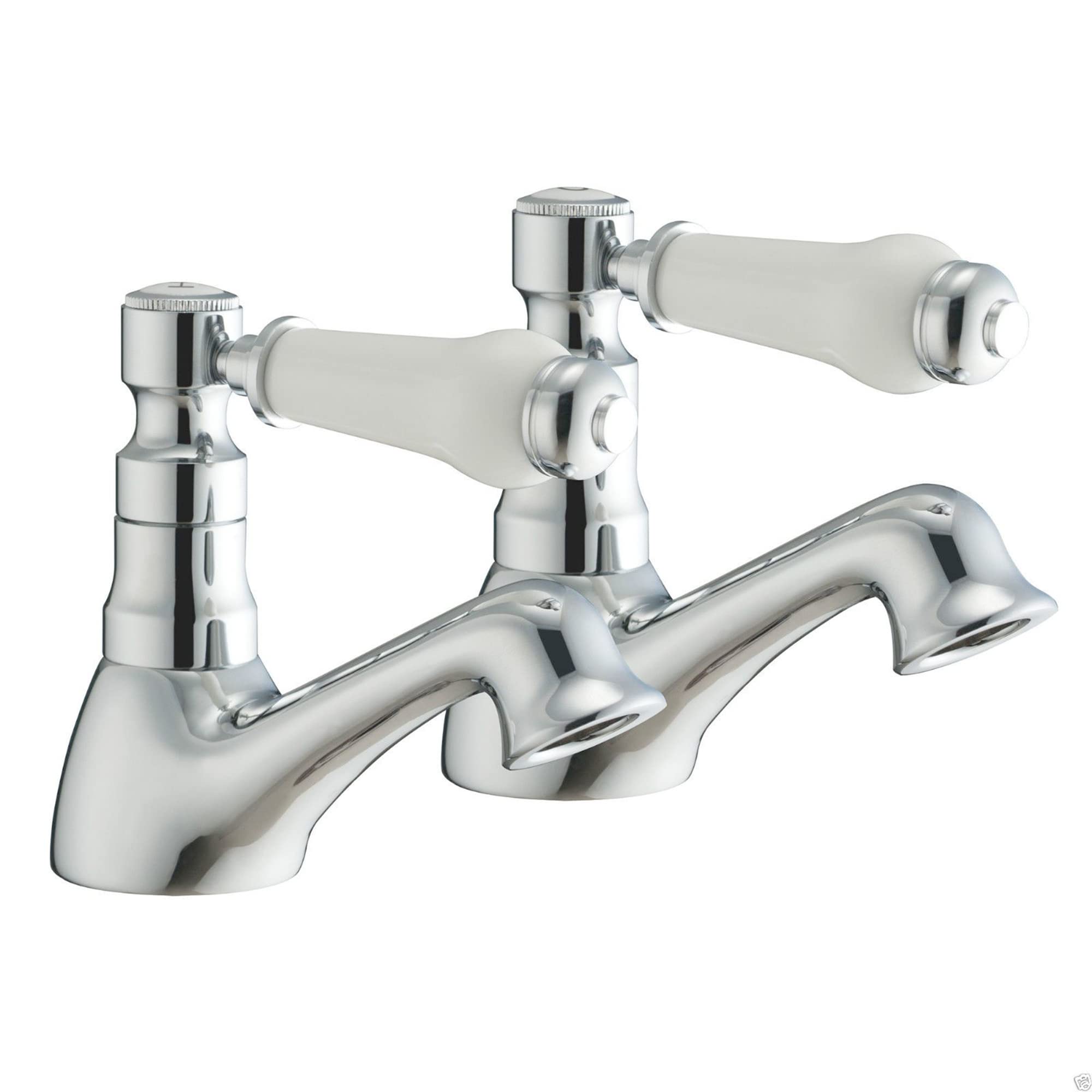 Traditional Ceramic Lever 1/2" Basin Bathroom Sink Taps Pair Chrome