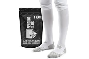 Fencing Club Elite Fencing Socks, Foil Saber & Epee, Adult Kids Youth, Moisture Wicking, Breathable, Arch & Ankle Compression