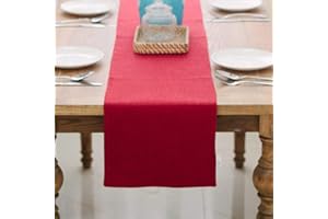 NATUS WEAVER Soft Caddice Faux Linen 2 Side Table Runner, eco-Friendly Fabric Handcrafted Runner, Burgundy 12 x 36 Inch