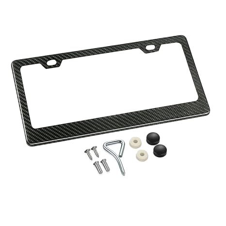 Karlor 100 Real Carbon Fiber License Plate Frame 2 Holes Black Licenses Plates Framescar Licence Plate Covers Holders Slim Design With Chrome Screw