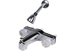 HOWPLUMB RV/Mobile Home 8-in. Tub Shower Diverter Clear Handles and Shower Head, Chrome