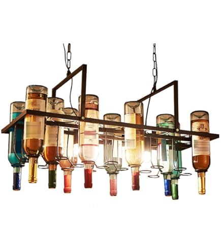 Vintage Industrial Wine Bottle Chandelier - Island Bar Restaurant