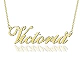 AOLO Victoria Heart Name Necklace 18k Gold Plated