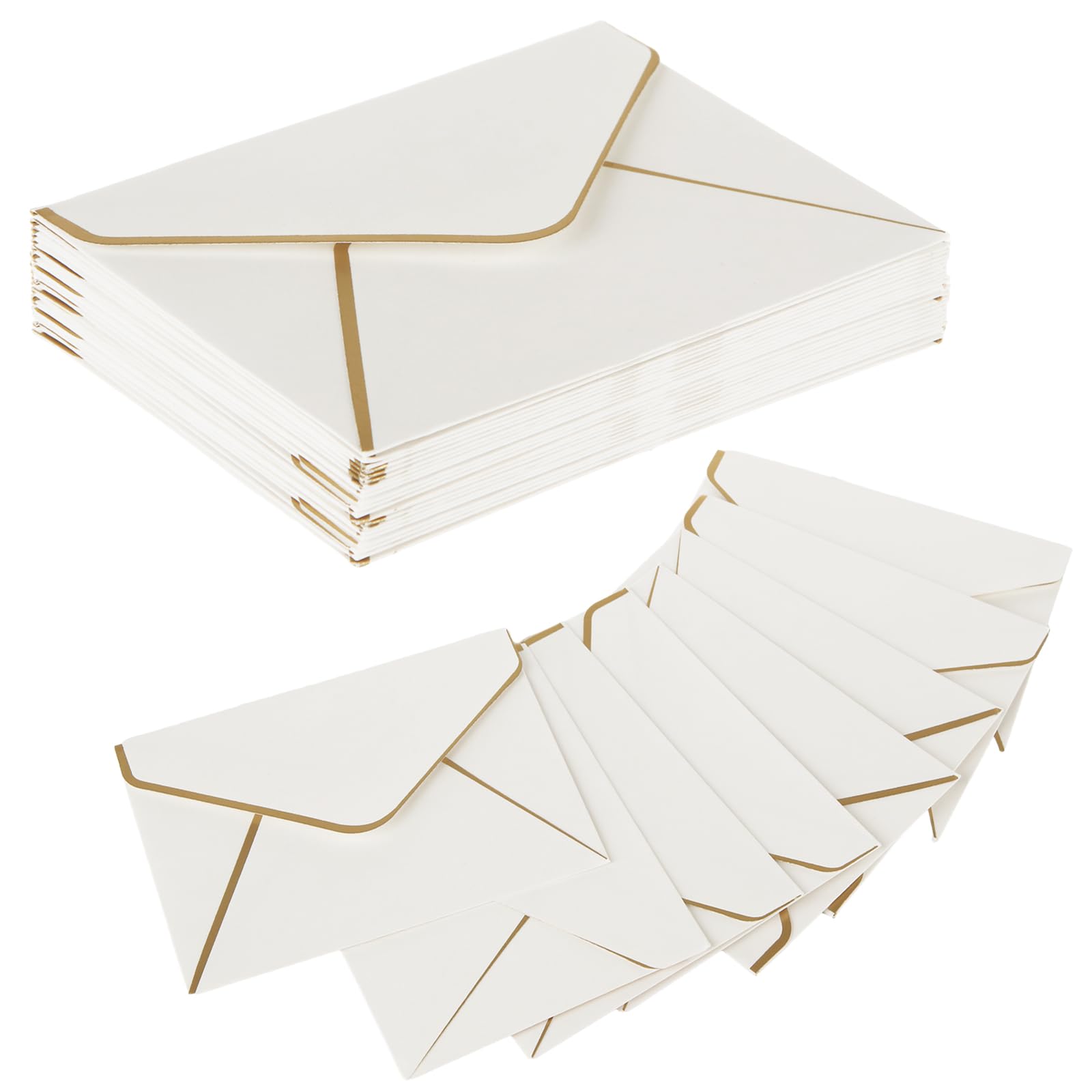 Photo 1 of 100PCS 5x7 Envelopes for Invitations Business Mailing Envelope with Gold foil V Flap Gold Seal Card Envelopes for Wedding Thank You Gift Cards Birthday Baby Shower Cards-White