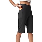 CHALLMOTI Women's Bermuda Long Shorts 14" Knee Length Capris Pants High Waisted Athletic Shorts with Pockets