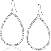 Simulated Diamond Teardrop Dangle Earrings For Women - Gold or Silver Tone with Cubic Zirconia - Hypoallergenic and Safe for Sensitive Ears