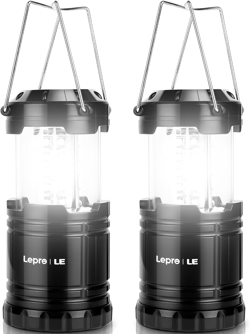 Lepro Camping Lantern Collapsible Battery Powered Portable Tent Light Pack of 2