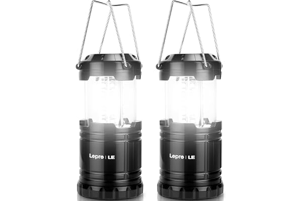 Lepro LED Collapsible Camping Lantern, Super Bright, Battery Powered Camping Light, IPX4 Water Resistant, Portable Emergency