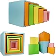 TEKOR 6 Pcs Wooden Pastel Nesting Cubes | Building Blocks | Stacking & Nesting Cubes for Toddlers | Montessori Preschool Learning Educational Sorting Activity Cubes for Girls, Boys | Pastel Colors