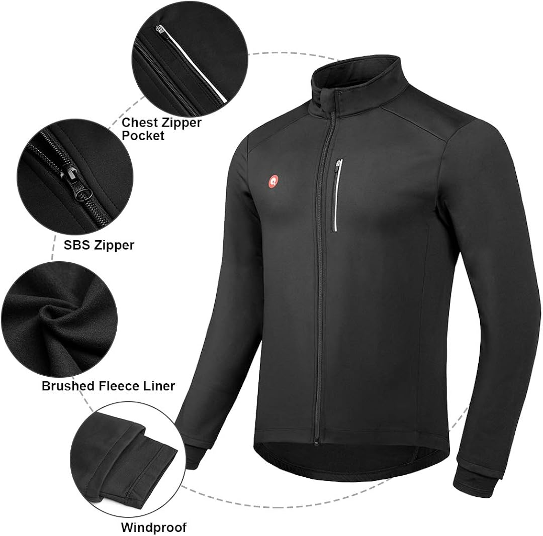 Przewalski Cycling Bike Jackets for Men Winter Thermal Running Jacket Windproof Breathable Reflective Softshell Windbreaker : Clothing