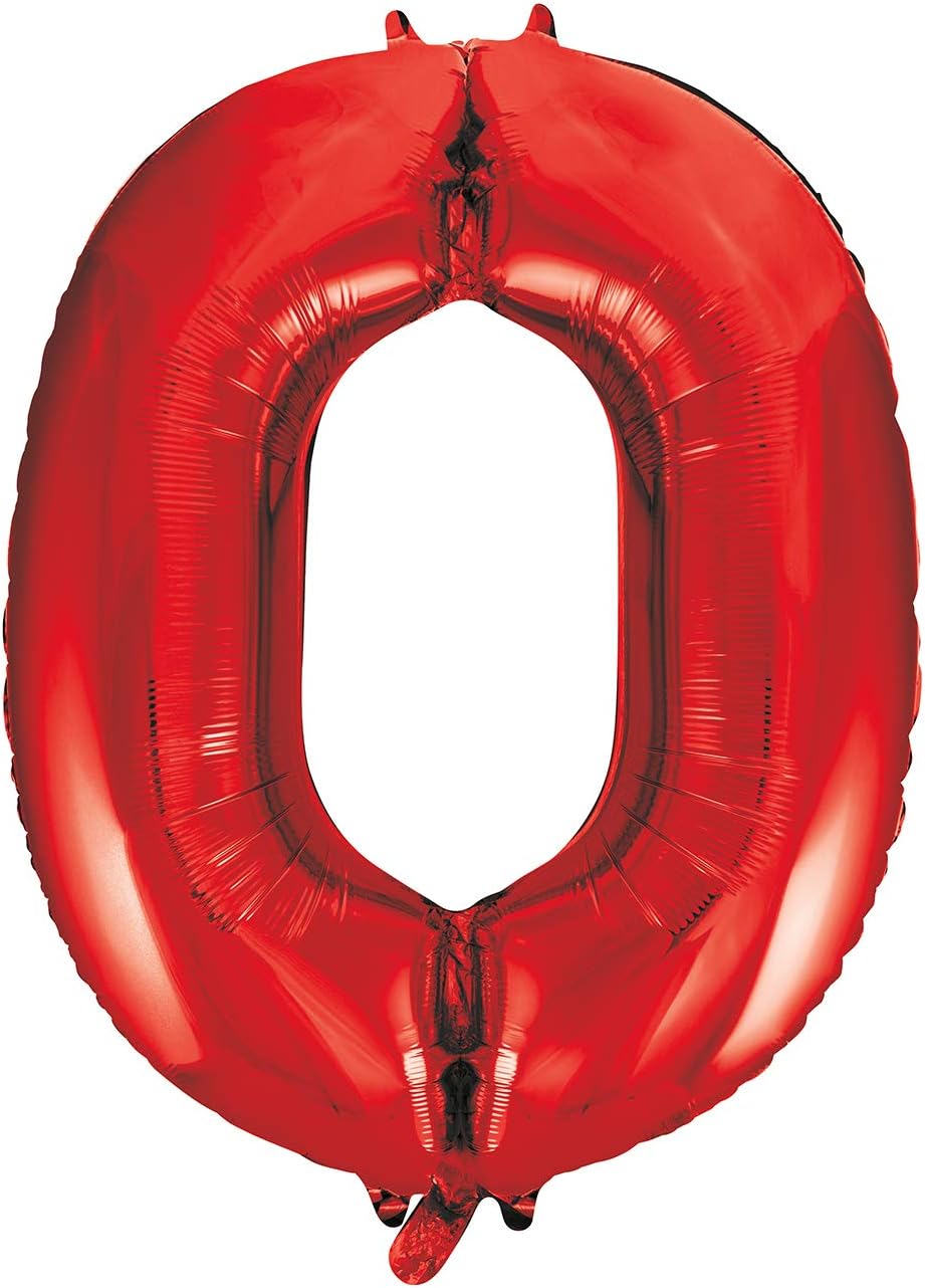 Unique Red Number 0 Shaped Large Foil Balloon 86cm
