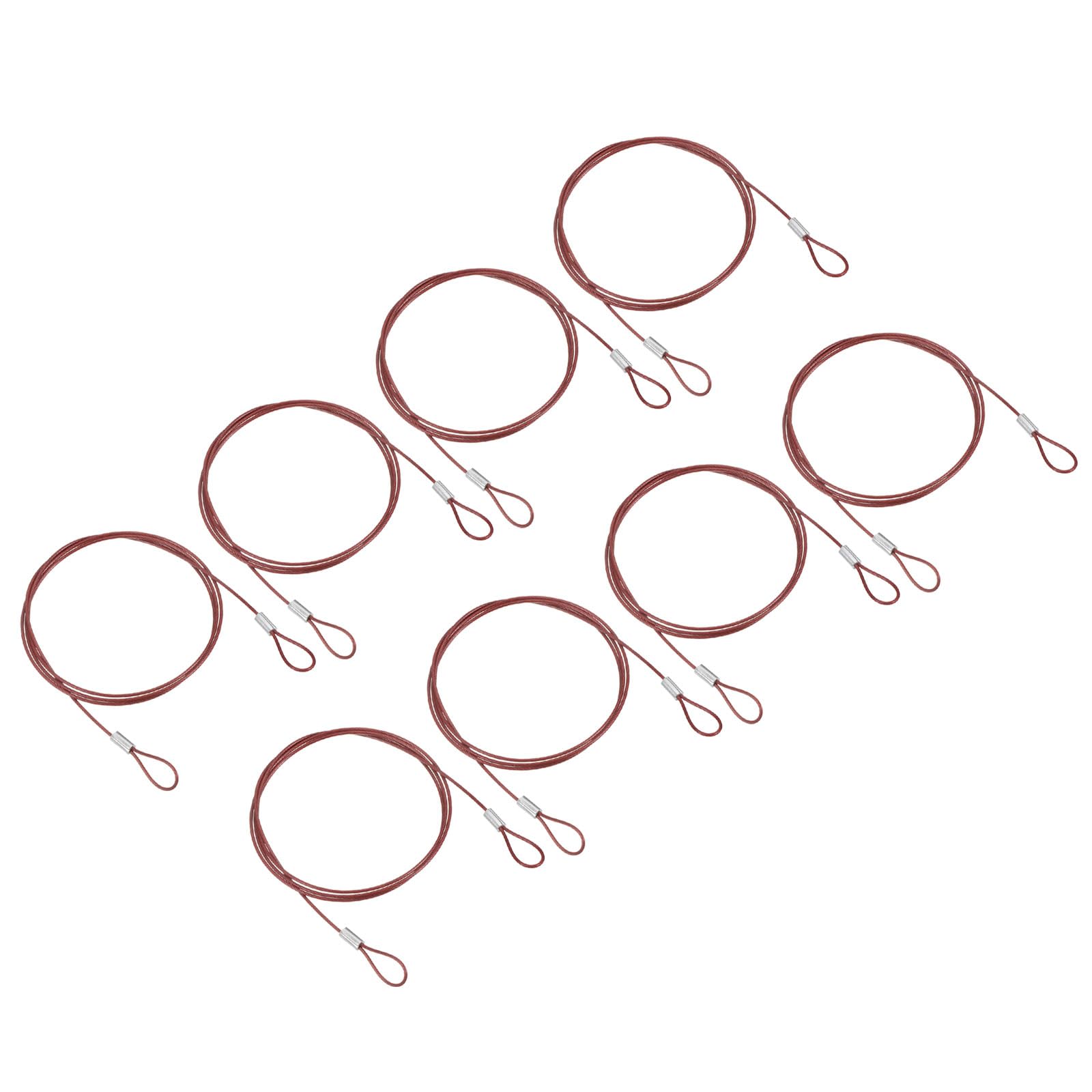 PATIKIL 3.3Ft Safety Cable Lock, 8 Pack Stainless Steel 1.5mm Dia Security Wire Rope with Double Loop for Stage Lighting Luggage Lock Red — image 1