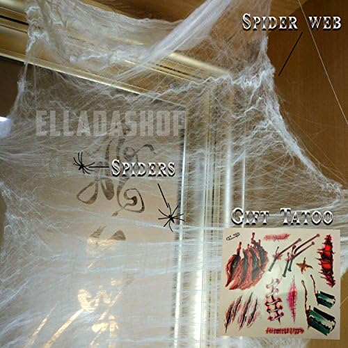 Spider Web Set Halloween Decoration.Spider Webbing.White Spider Webs.Fake Spider.Tattoo Scar Makeup