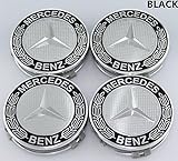Ycsm 4 Pcs 75mm Black Wheel Cover Hub Center Caps For Apply to Mercedes-Benz (Alternatives)