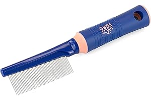 Good Scout Carbon Steel Fine-Tooth Pet Hair Comb, Best Deshedding Tool for Dogs & Cats, Gentle, Safe & Effective Grooming Tool for Short or Long Haired Animals